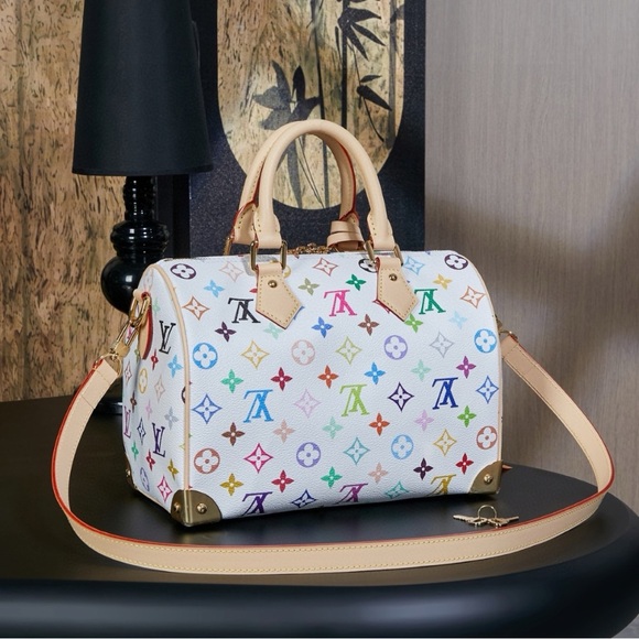 White Satchel with Multicolor Monogram - Picture 1 of 3